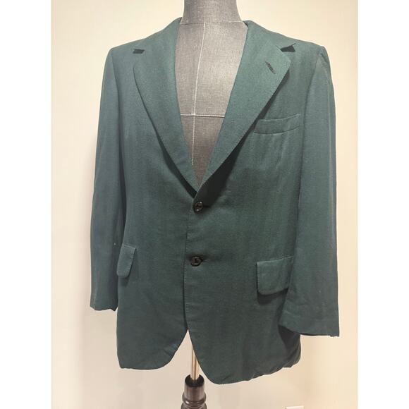 Oxxford Clothes Connolly's Cashmere Suit Jacket Dark Green Herringbone Sz 42 JL - Picture 1 of 16